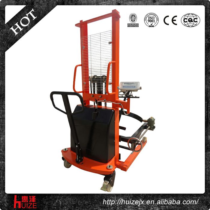 半電動(dòng)稱(chēng)重油桶車(chē)（夾鐵桶，手搖翻轉倒料）4